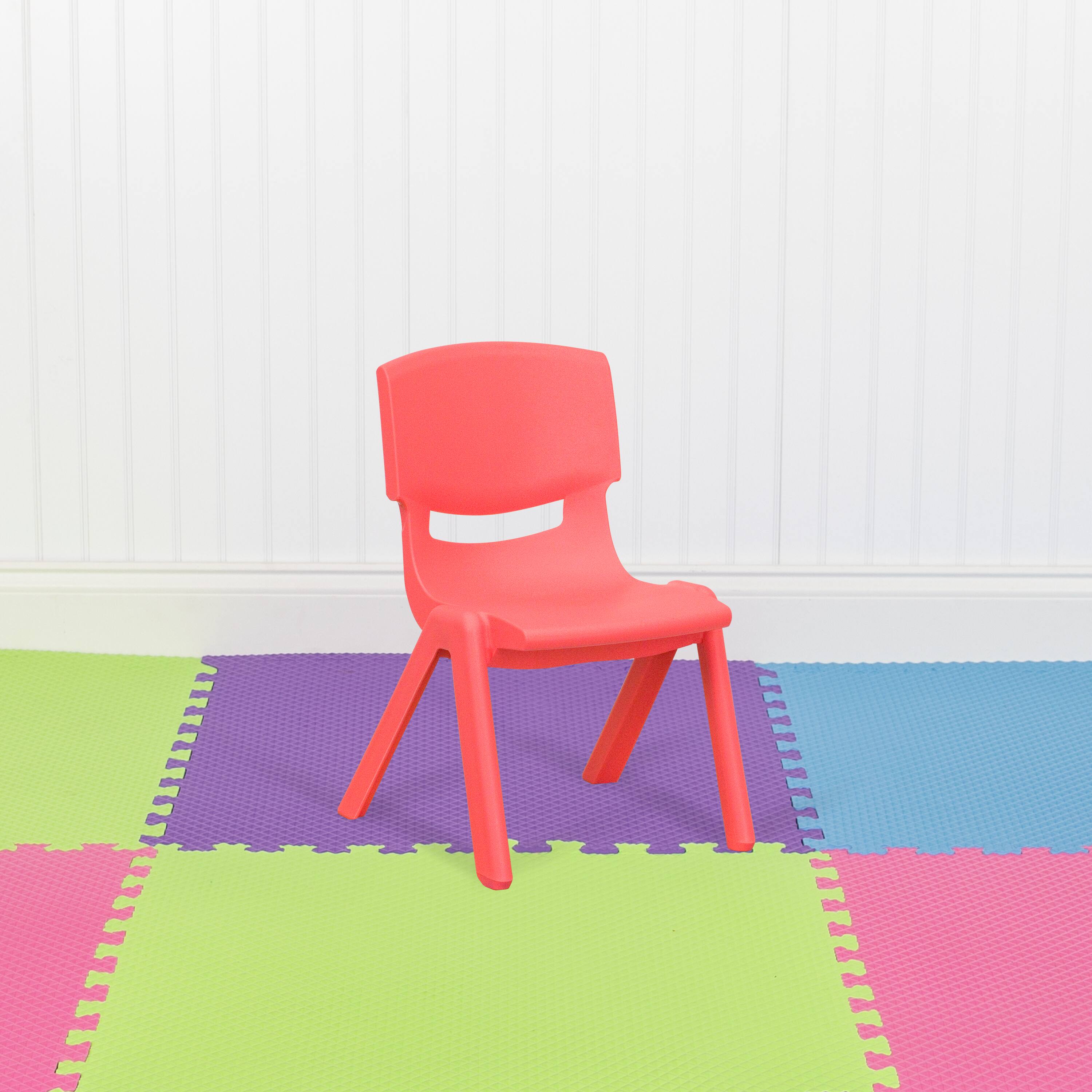 Alt View 2. Emma + Oliver - 10 Pack Plastic Stackable School Chair with 10.5" Seat Height - Red.