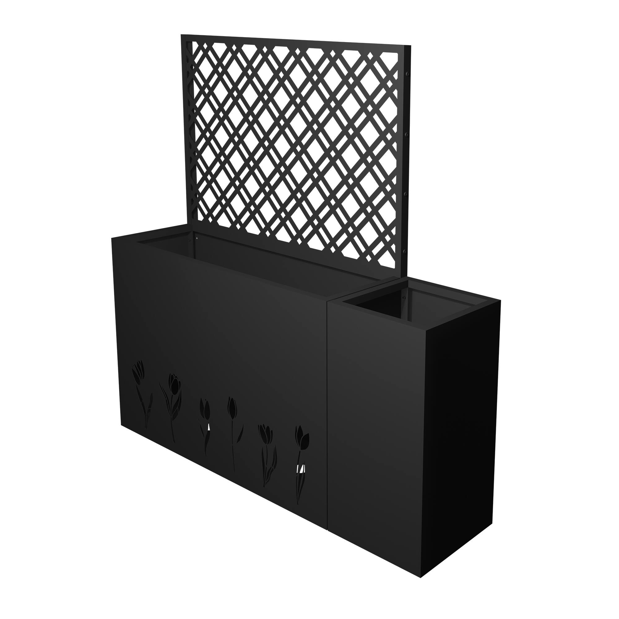 Alt View 6. Loheer - 2-Piece Metal Planter Box with Trellis, 1.97 ft Deep Raised Garden Bed for Indoor Outdoor Use - Black.