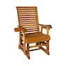 Fortune Candy - Wooden Patio Glider with High Back and Deep Contoured Seat, Solid Fir Wood, Heavy Duty 600 LBS for Porch Yard Garden - Teak Tone