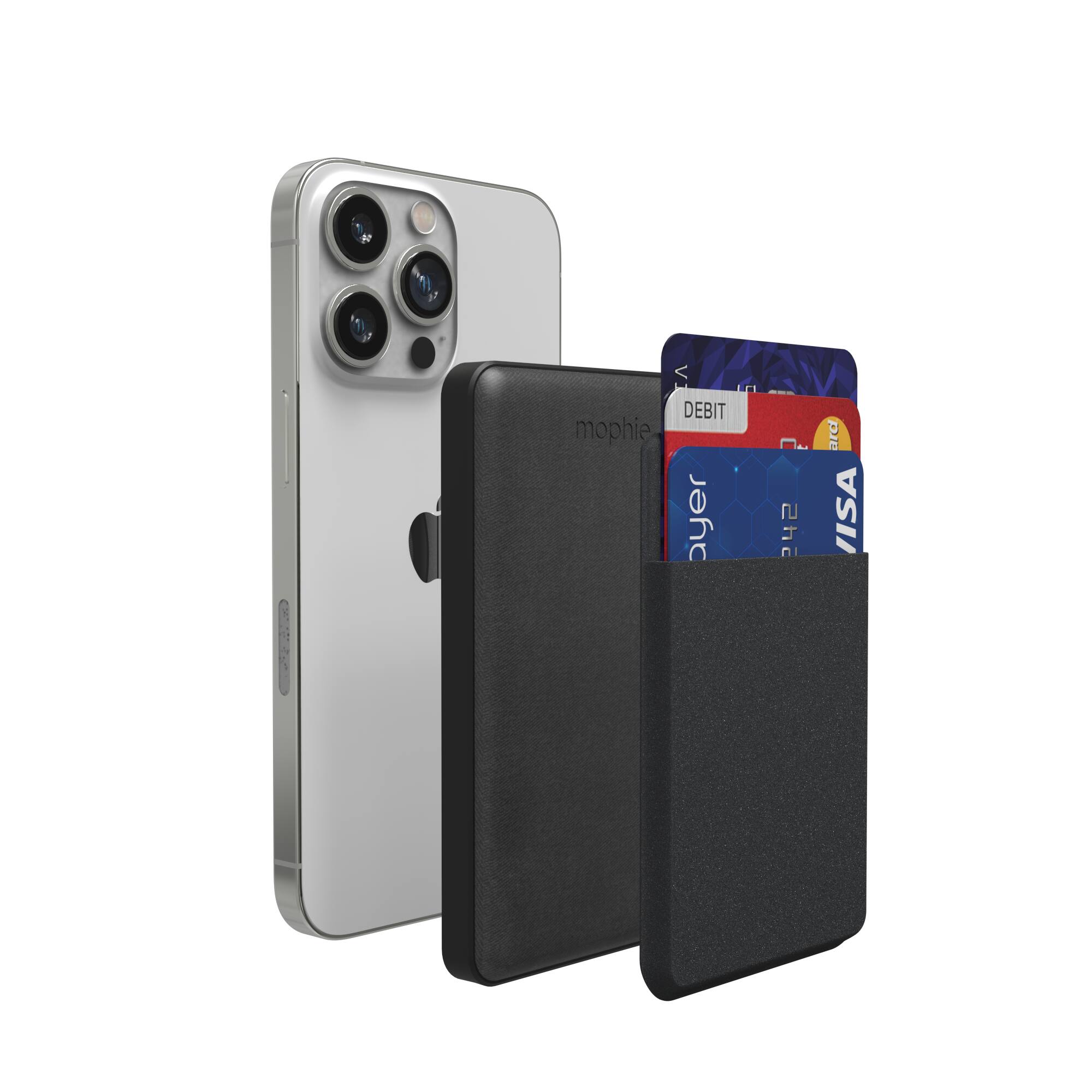 Alt View 12. mophie - Snap+ Juice Pack Mini Wallet 5,000 mAh Portable Charger & Card Holder with MagSafe Compatibility - Black.