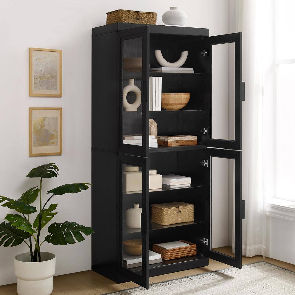 Alt View 6. Crosley Furniture - Essen Glass Door Kitchen Pantry Storage Cabinet - Black.