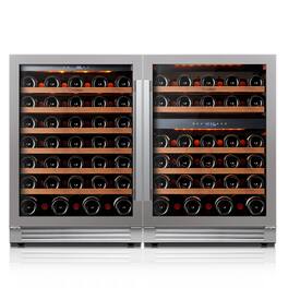 Ca'Lefort - 24 Inch Wine Fridge Bundle, 113 Bottles Large Capacity Dual Zone, Adjustable Shelves3-Color LED, Built-in or Freestandin - Stainless Steel