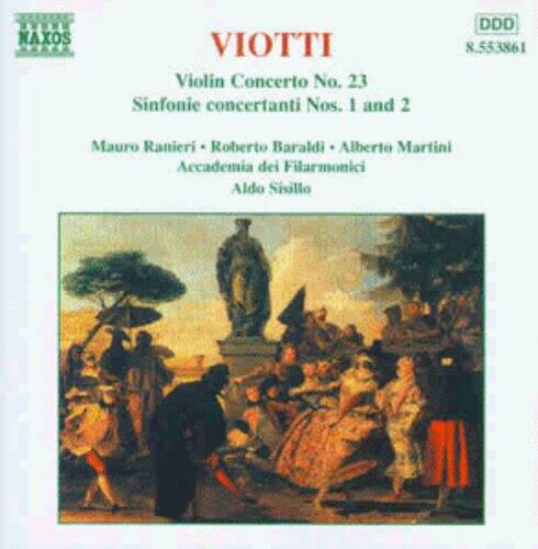 NAXOS  
VIOTTI  
Violin Concerto No. 23  
Sinfonie concertanti Nos. 1 and 2  
Mauro Ranieri • Roberto Baraldi • Alberto Martini  
Accademia dei Filarmonici  
Aldo Sisillo  
DDD  
8.553861
