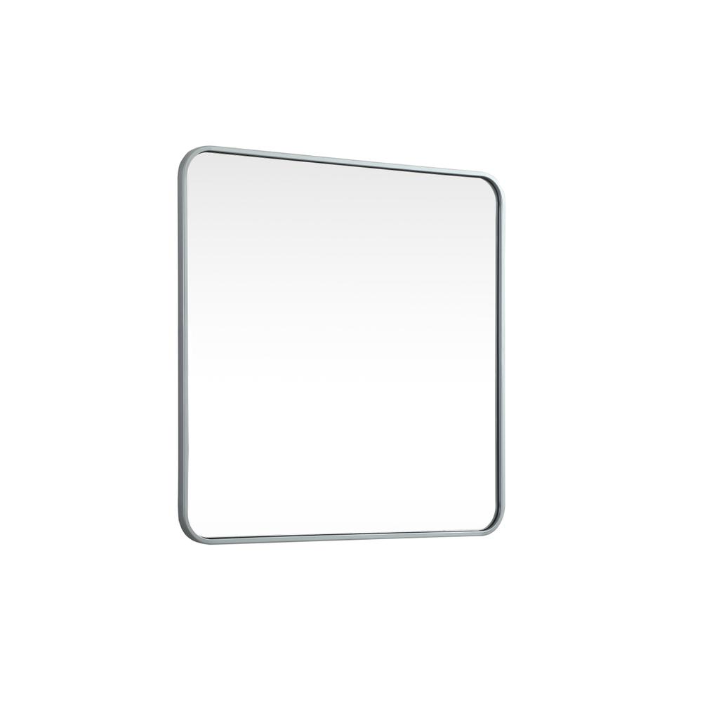 Left. Elegant Decor - Soft corner metal square mirror 30x30 inch in Silver - Silver.