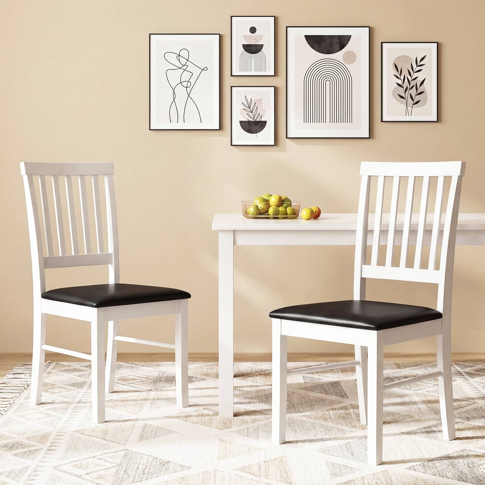 Alt View 3. Gymax - Gymax Dining Chairs Set of 2 w/ Hollowed Backrest Padded Seat & Rubber Wood Legs - White.