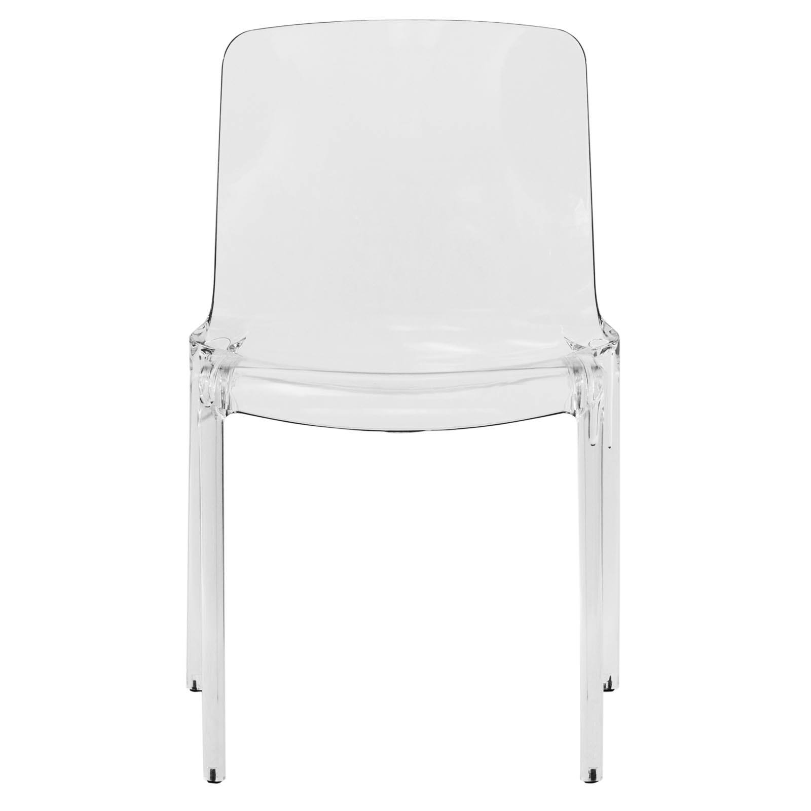 Left. LeisureMod - Murray Modern Stackable Acrylic Accent Dining Chair with Transparent Seat for Dining Room, Kitchen & Office - Clear.