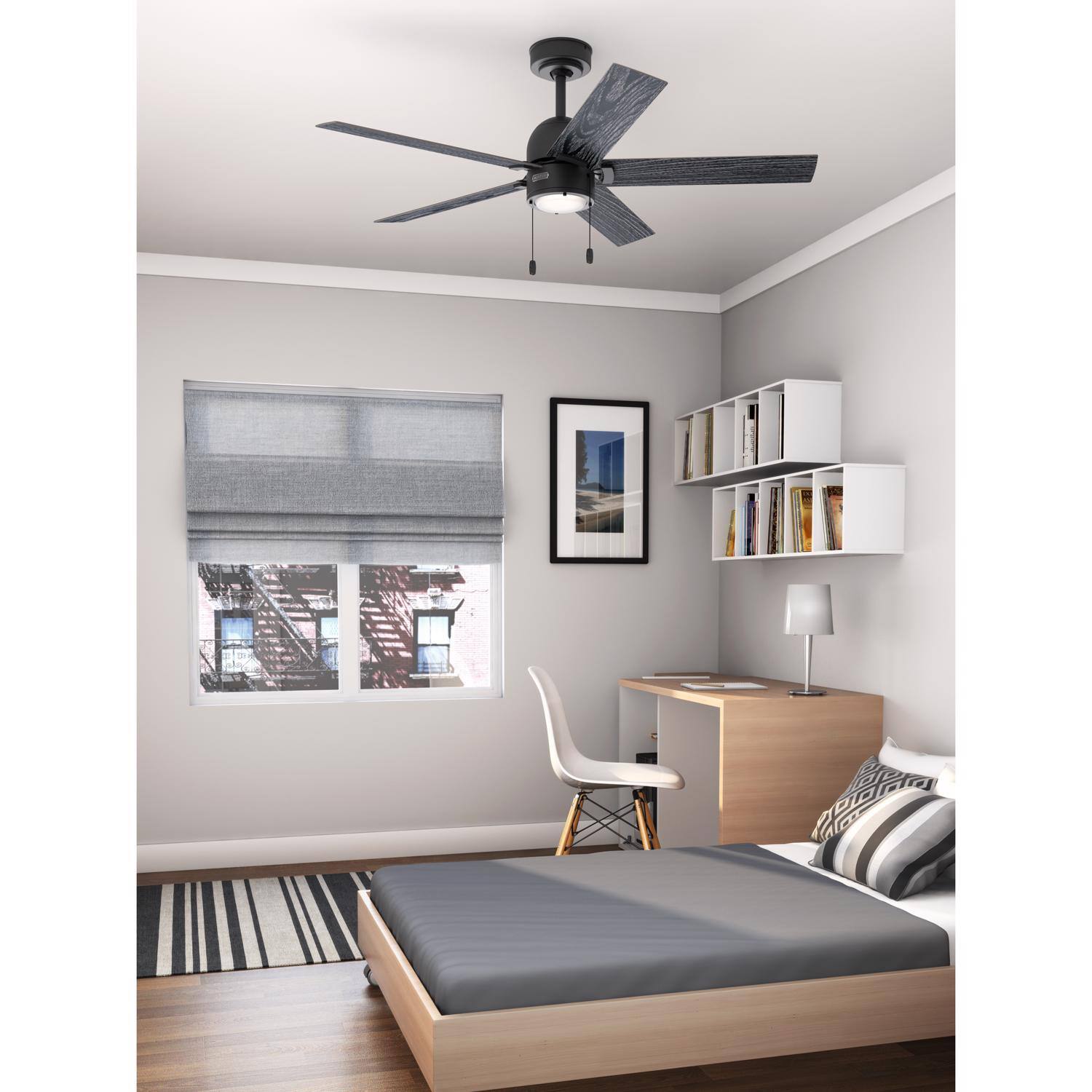 Left. Hunter - Hunter 52 in. Matte Black LED Indoor Ceiling Fan.