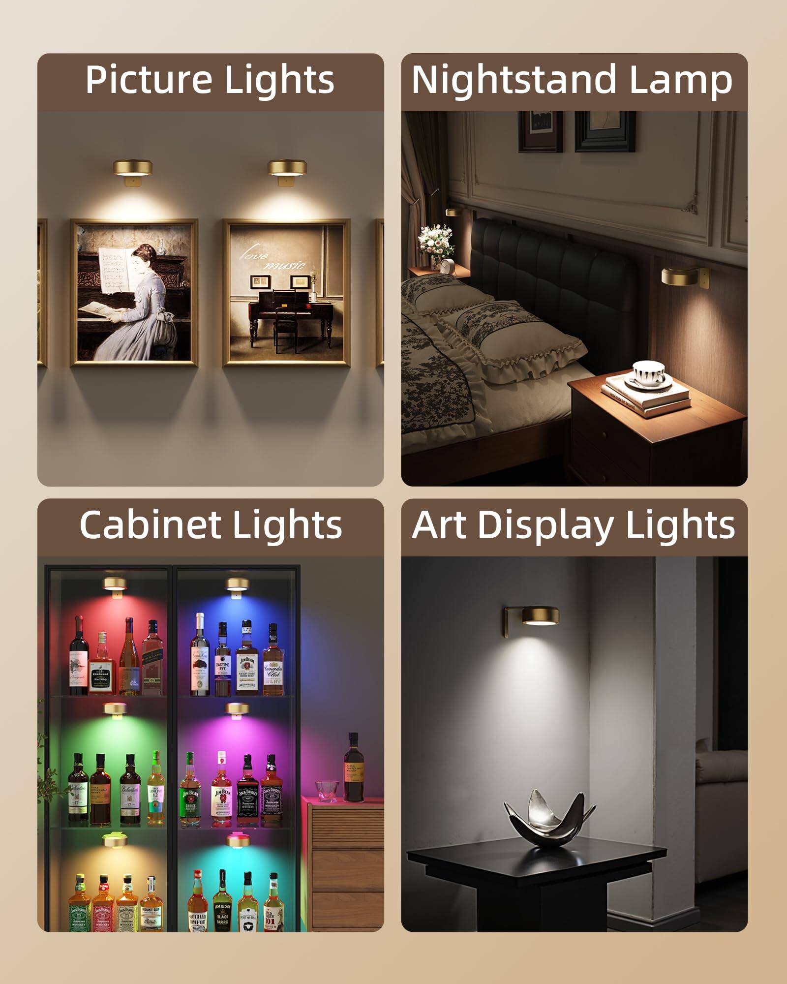 Empire DigiLabs Picture Lights For Wall 2000mah Rechargeable Magnetic ...