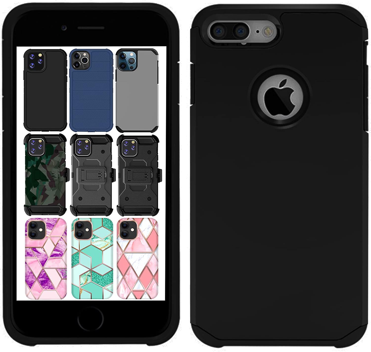 Front. DuraSafe Cases - iPhone 7 Plus/iPhone 8 Plus - 5.5" Matte Back Slim Armor Phone Case - Black.