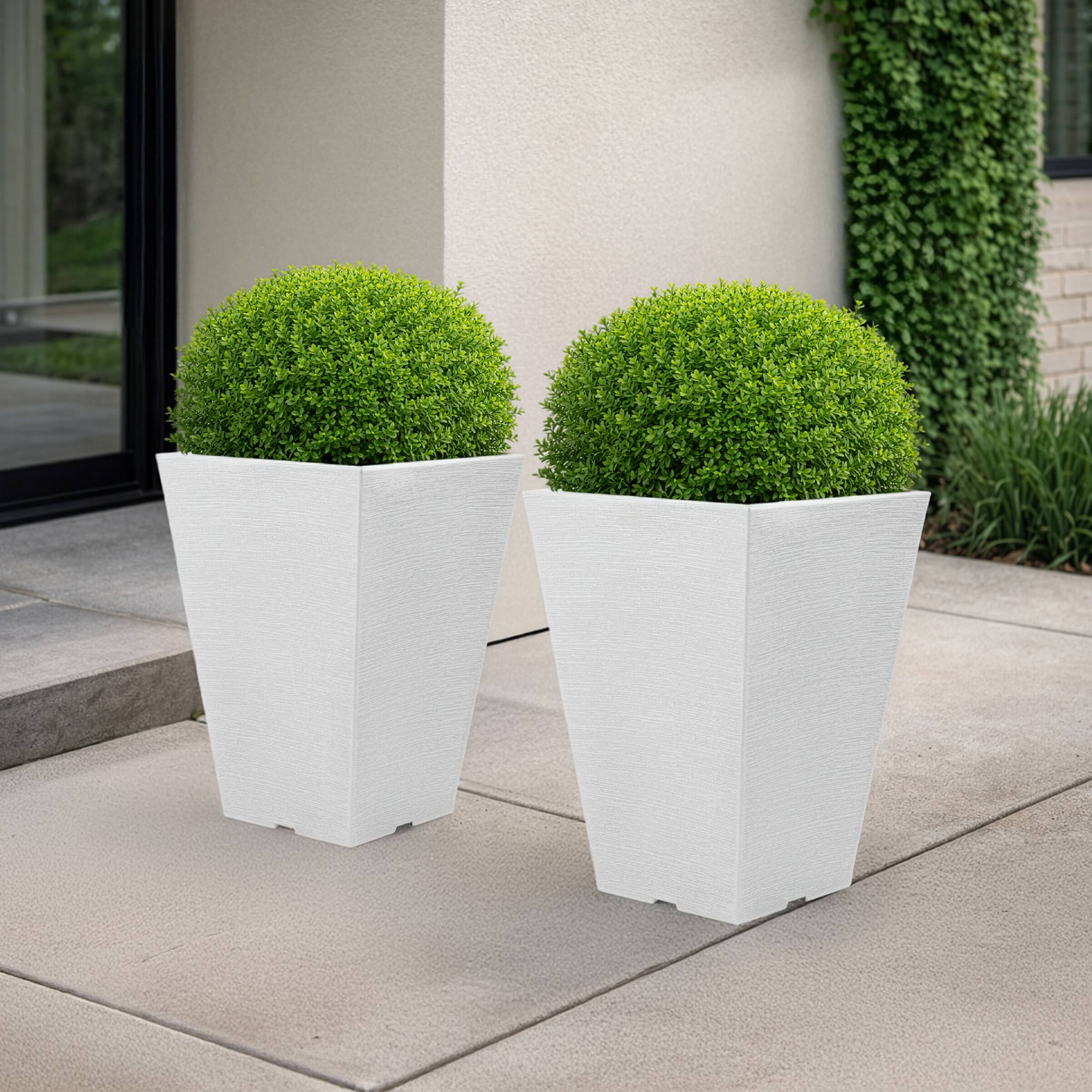 Alt View 6. Pure Garden - 2-Pack Large Outdoor Planters 13.75-Inch Tall Planters Plastic Flower Pots for Patio, Entryway, or Front Porch Decor.