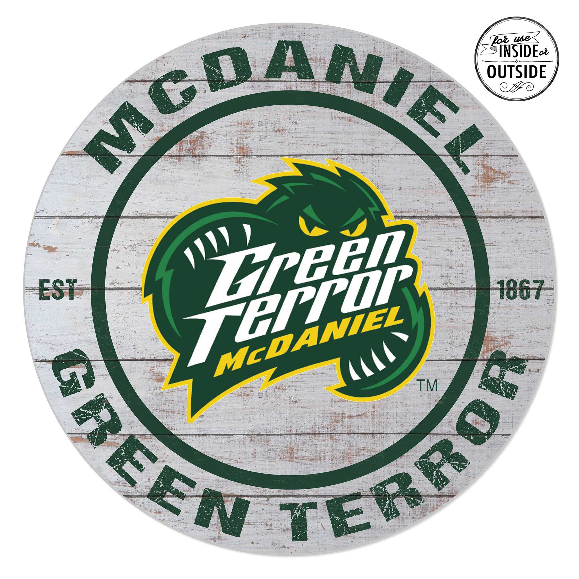 McDaniel Green Terror 20'' x 20'' Indoor/Outdoor Weathered Circle Sign
