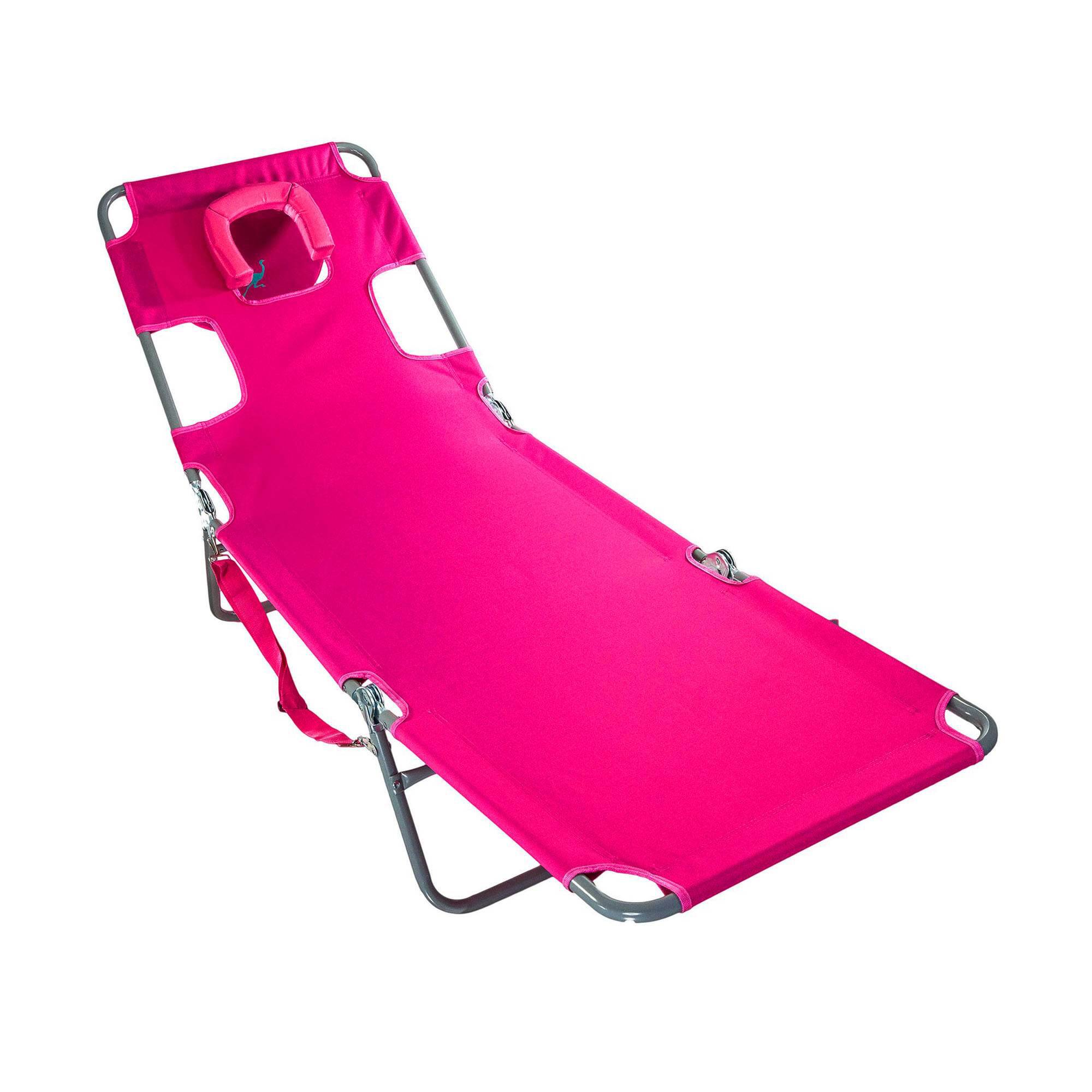 Alt View 7. Ostrich - Ostrich On Your Back Reclining Lawn Chair & Chaise Folding Beach Lounger, Pink - Pink.