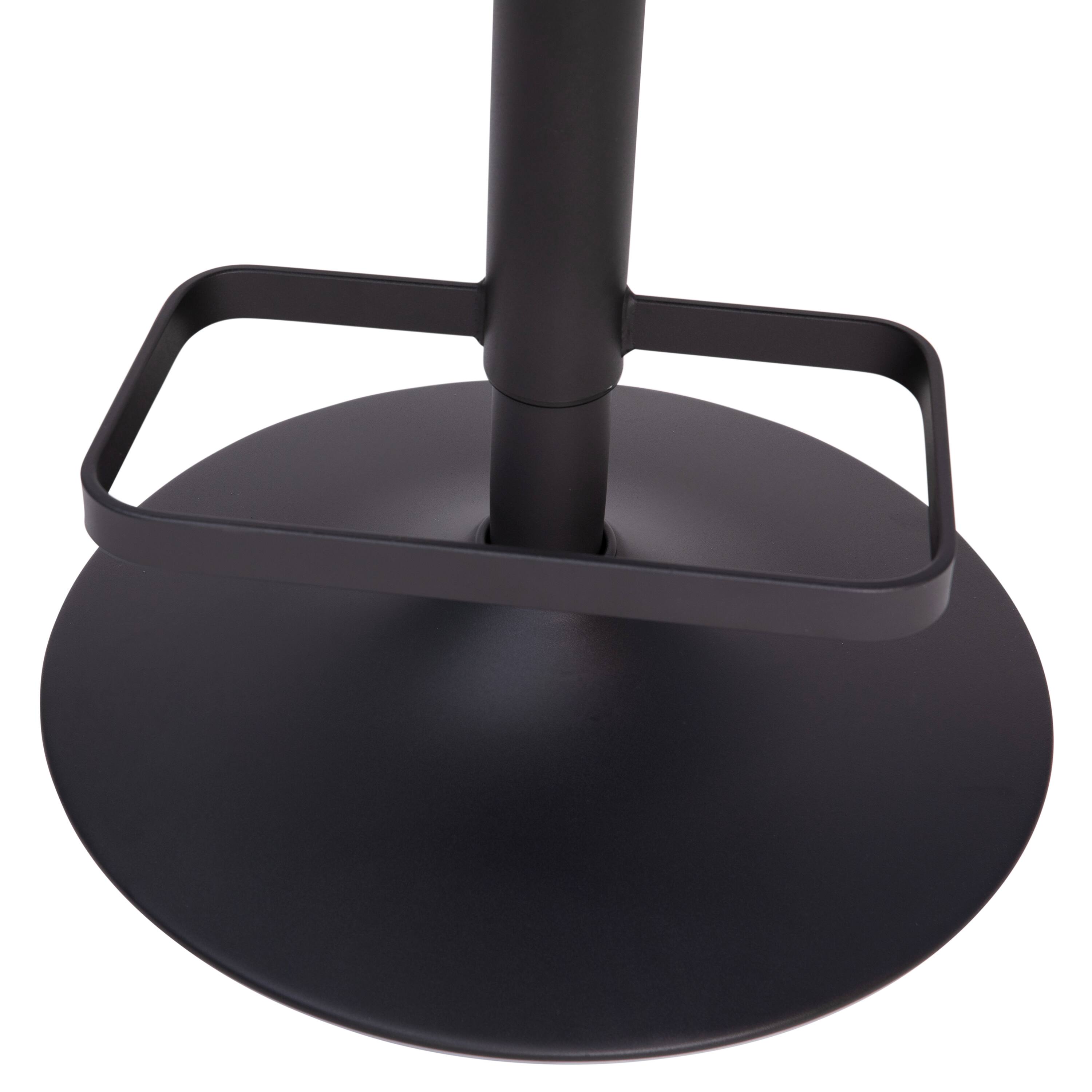 Alt View 10. Emma + Oliver - Shae Contemporary Upholstered Adjustable Height Barstool with Rounded, Cutout Mid-Back and Pedestal Base - Cognac Vinyl/Black Frame.