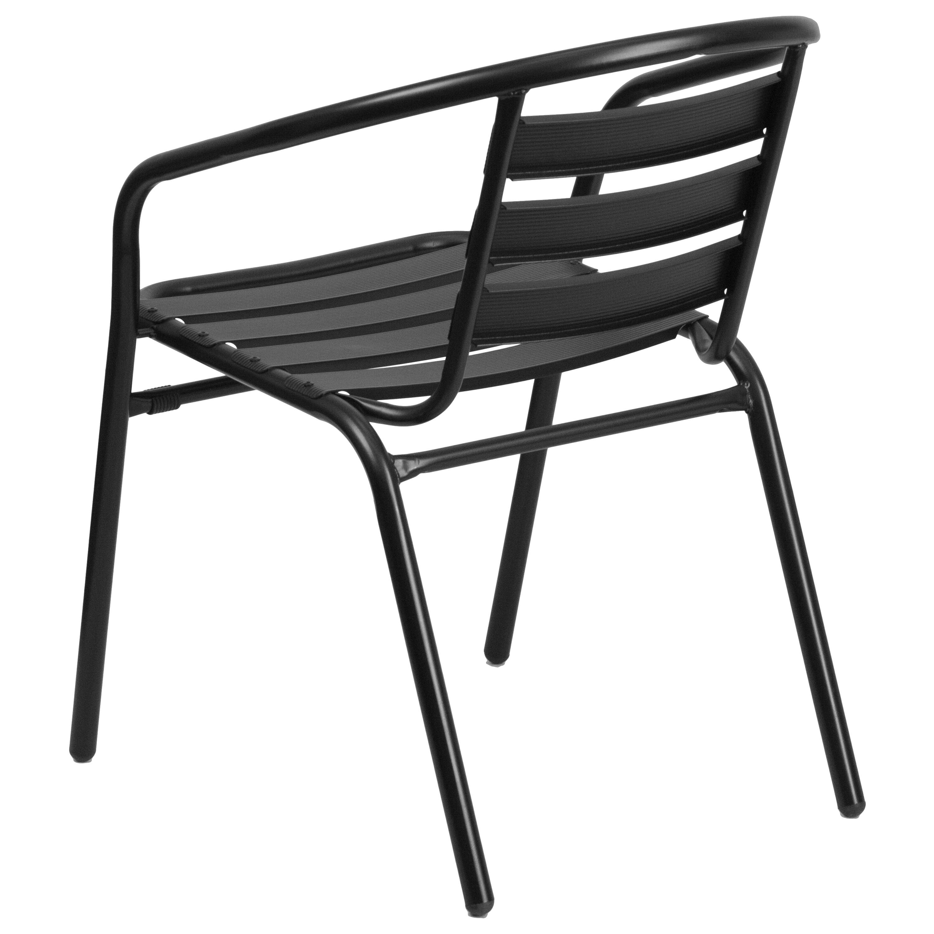 Alt View 5. Emma + Oliver - Metal Restaurant Dining Stack Chair with Aluminum Slats - Black.