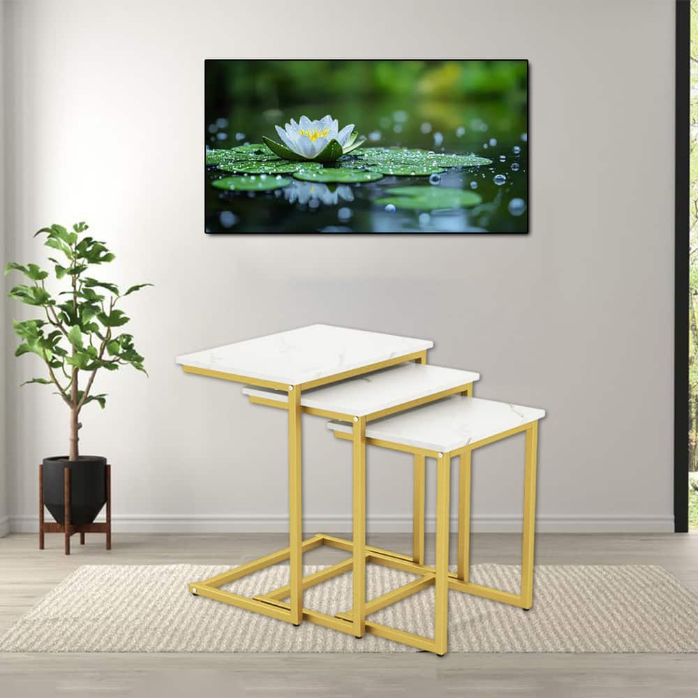 Hivvago - 3-Piece Contemporary Coffee and Side Table Ensemble - White