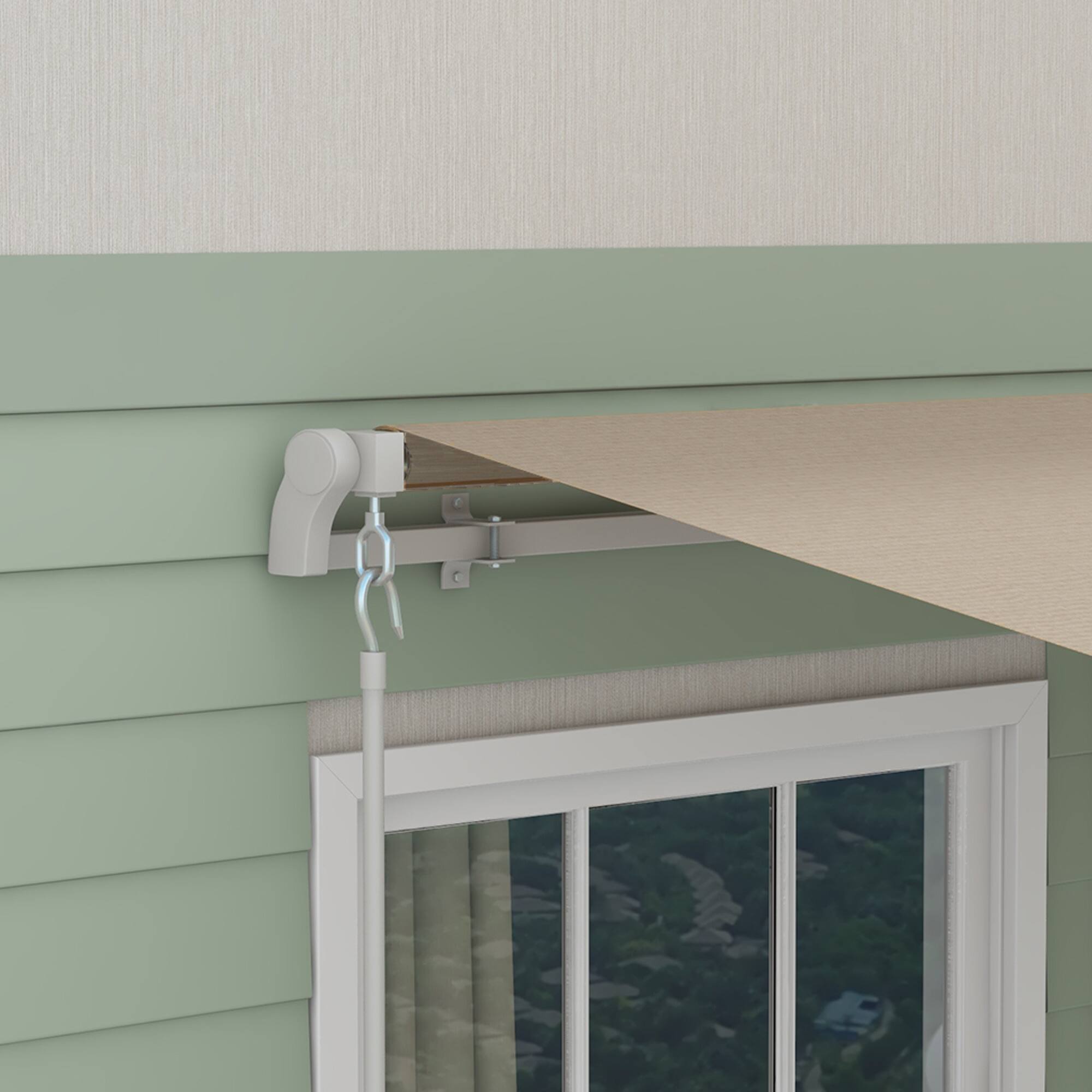 Alt View 8. Outsunny - 13' x 8' Retractable Awning, Patio Awnings, Sunshade Shelter w/ Manual Crank Handle, UV & Water-Resistant Fabric - Beige.