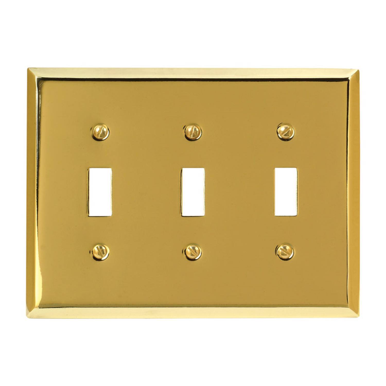 Angle. AMERELLE - Amerelle Century Polished Brass 3 gang Stamped Steel Toggle Wall Plate 1 pk - Brass.
