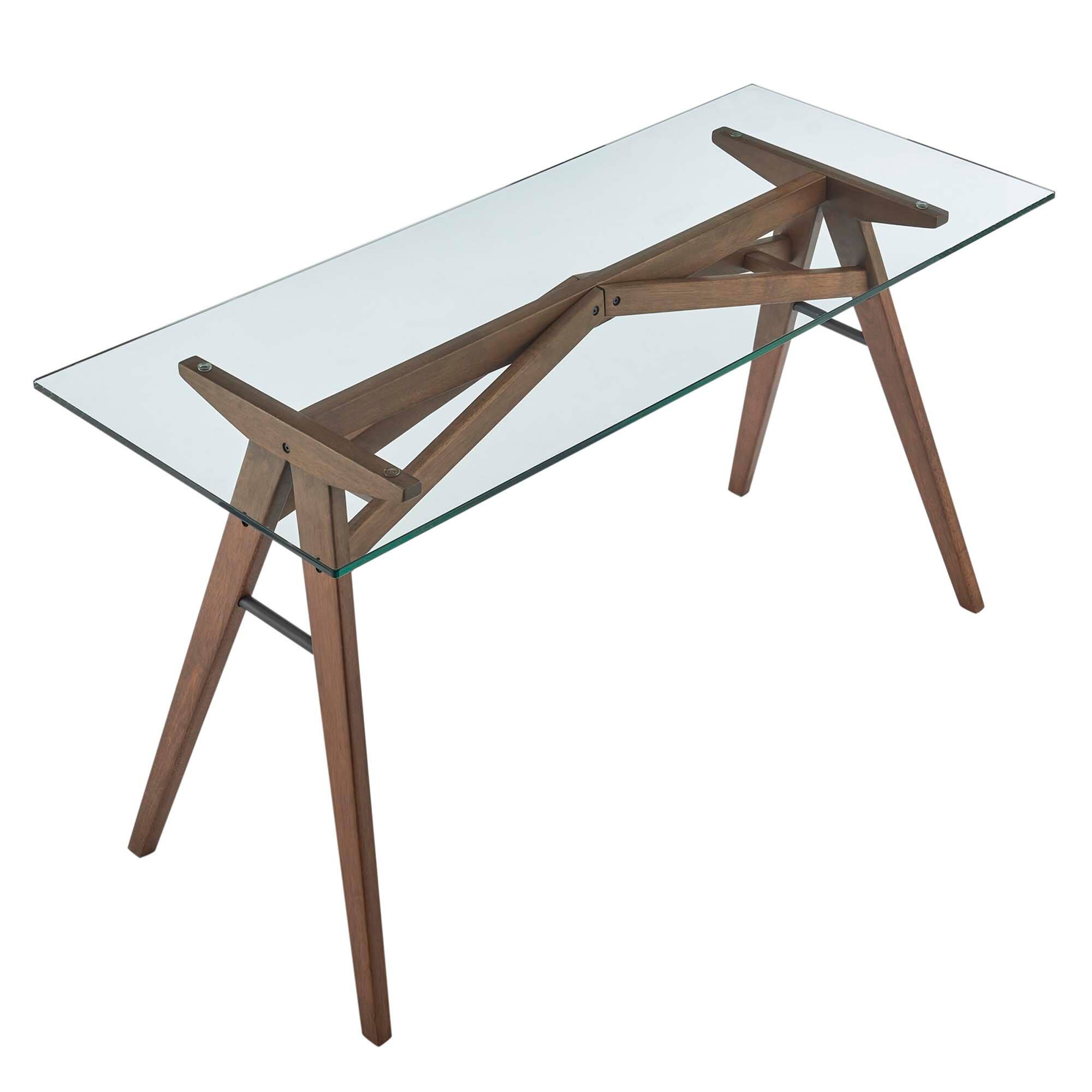 Alt View 1. Modway - Steadfast Glass Top Office Desk by Modway - Walnut.