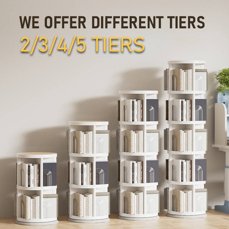 FC Design 360° Rotating 2 Tier Bookshelf, Space Saving Organizer for ...