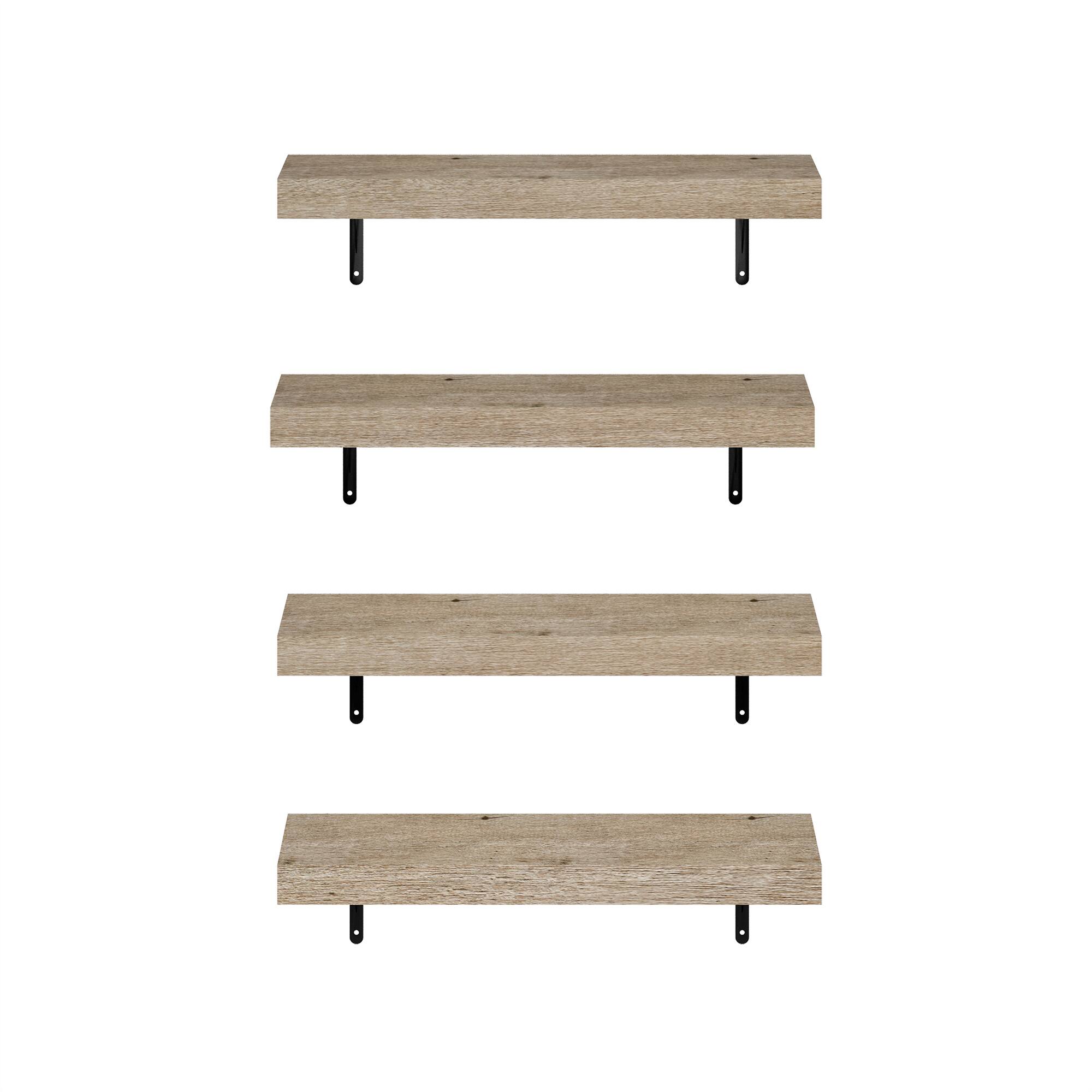 Alt View 2. Furinno - Tanna 22-Inch Wall Mounted Floating Display Shelves, Set of 4 - Natural.