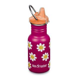 Klean Kanteen - 12oz Classic Kid's Sippy Bottle - Dust Cover, Loop - BPA-Free Stainless - Happy Flowers