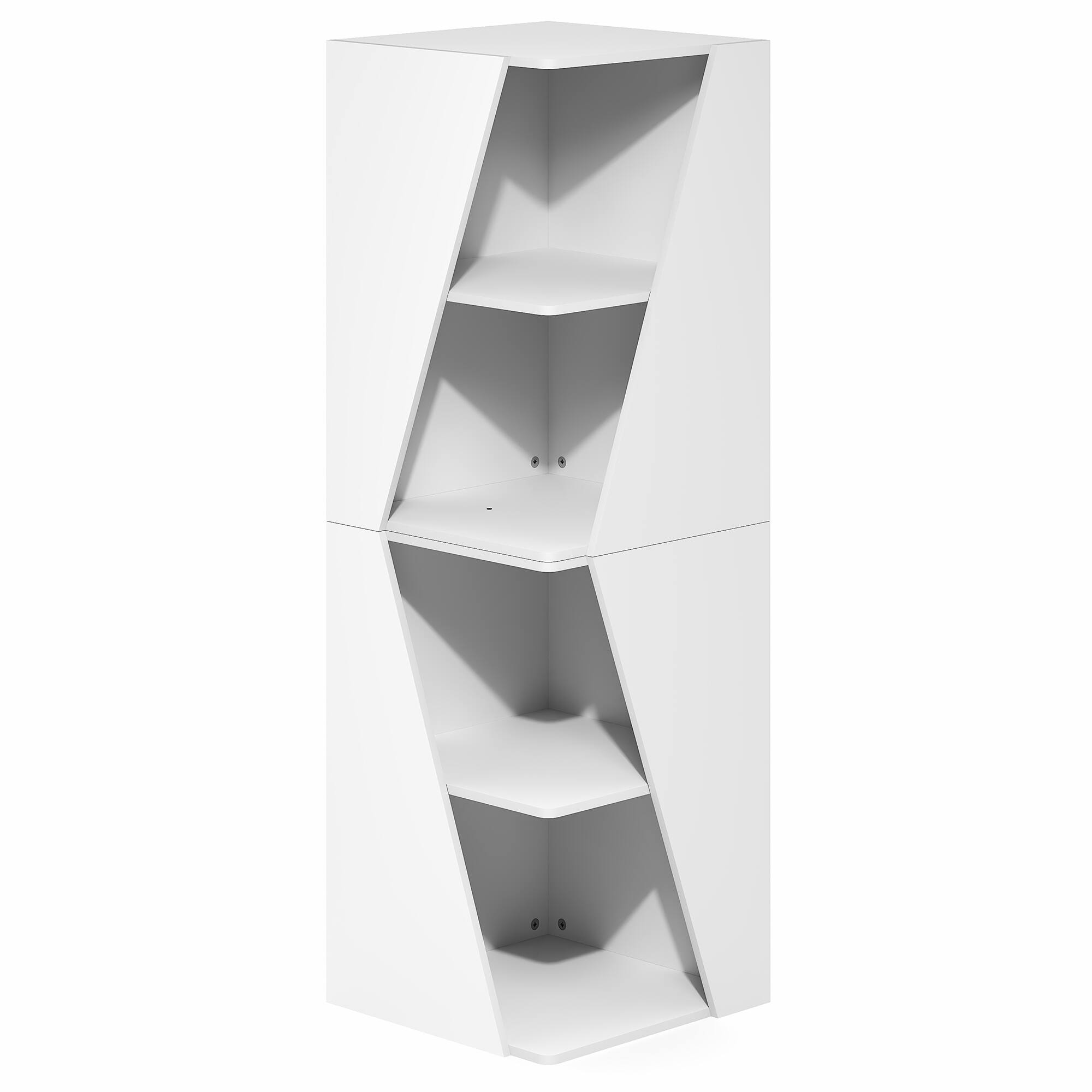 Alt View 5. Furinno - ECON Book Shelf, Stackable 2-in-1 Bookshelf, Corner Bookcase with Display Shelf, for Living Room, Bedroom, Home Office - White.