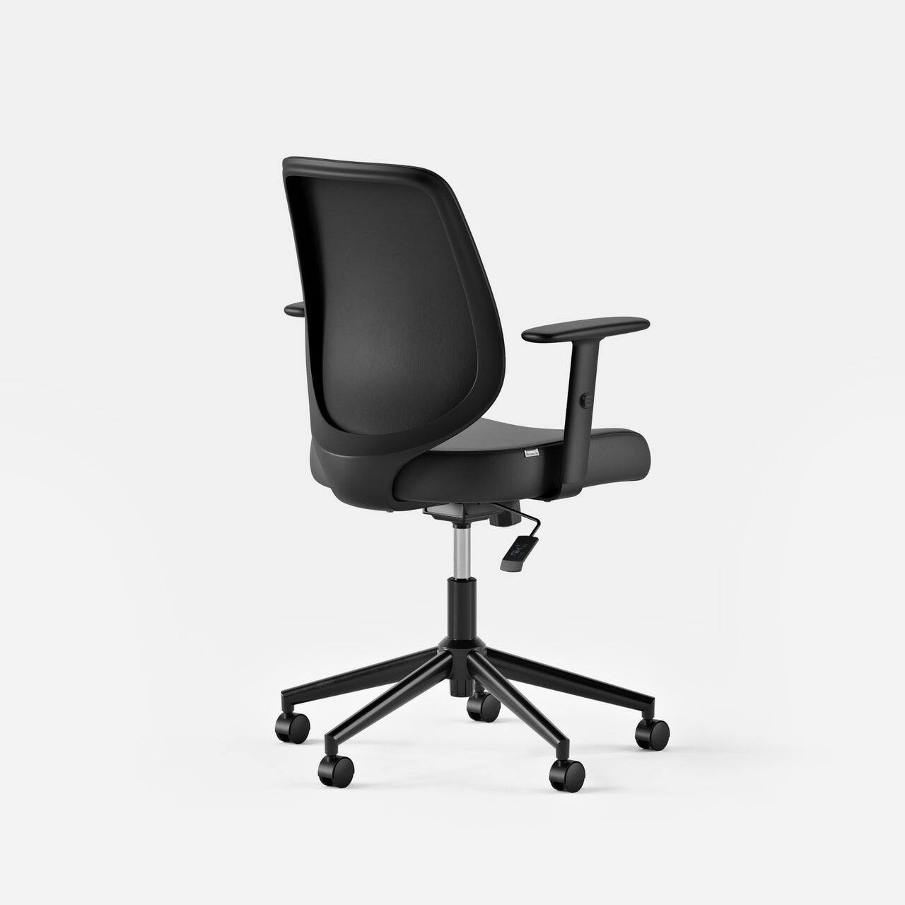 Left. Branch Furniture - Daily Chair – Office Chair with Swivel, Lumbar Support, Adjustable Arms, Sustainable & Comfortable Seating - Black Vegan Leather.