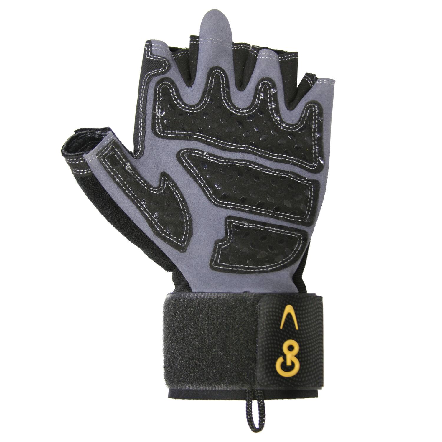 Back. GoFit - Diamond-Tac Wrist-Wrap Gloves Medium - Black.