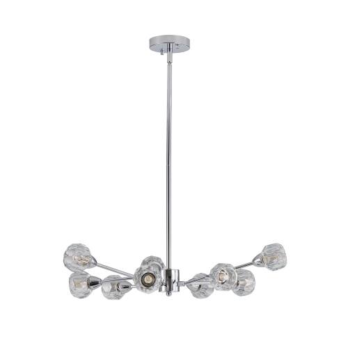 Angle. LISM - 28" Modern Crystal 9 Lights Chrome Chandelier for Living Room Bedroom (Bulbs Not Included) - Chrome.