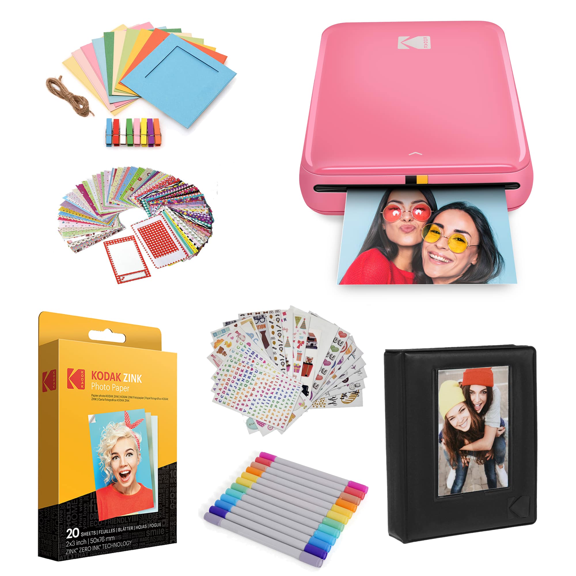 Kodak - Step Mobile Instant Photo Printer 2x3" & Photo Paper Starter Bundle for iOS & Android - Pink