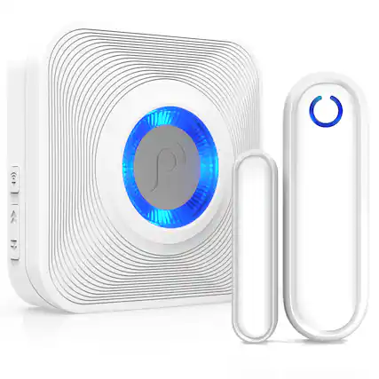 Front. Fosmon - WaveLink Wireless Door Chime with 500 Feet Range, 58 Tunes, 5 Volume Levels & LED Indicators (1 Receiver + 1 Sensor) - White.