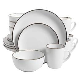 Gibson - Home Rockaway Round Stoneware Dinnerware Set, Service for 4, Matte - White