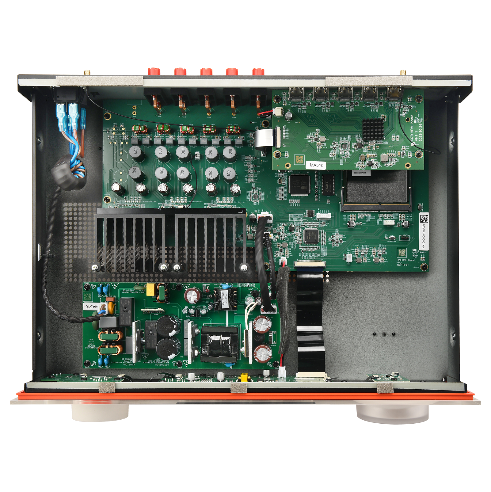 The text on the image reads: "a 100 100 200 100 das 2 MASTO i EE DLOVP 1 : 3 - ada C NAG." However, it is not clear what this text represents or its significance to the image. It could be a description, instructions, or a code related to the electronic components inside the box.