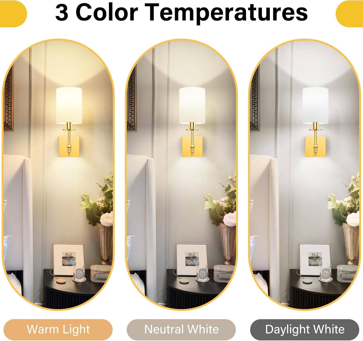 3 Color Temperatures

Warm Light  
Neutral White  
Daylight White