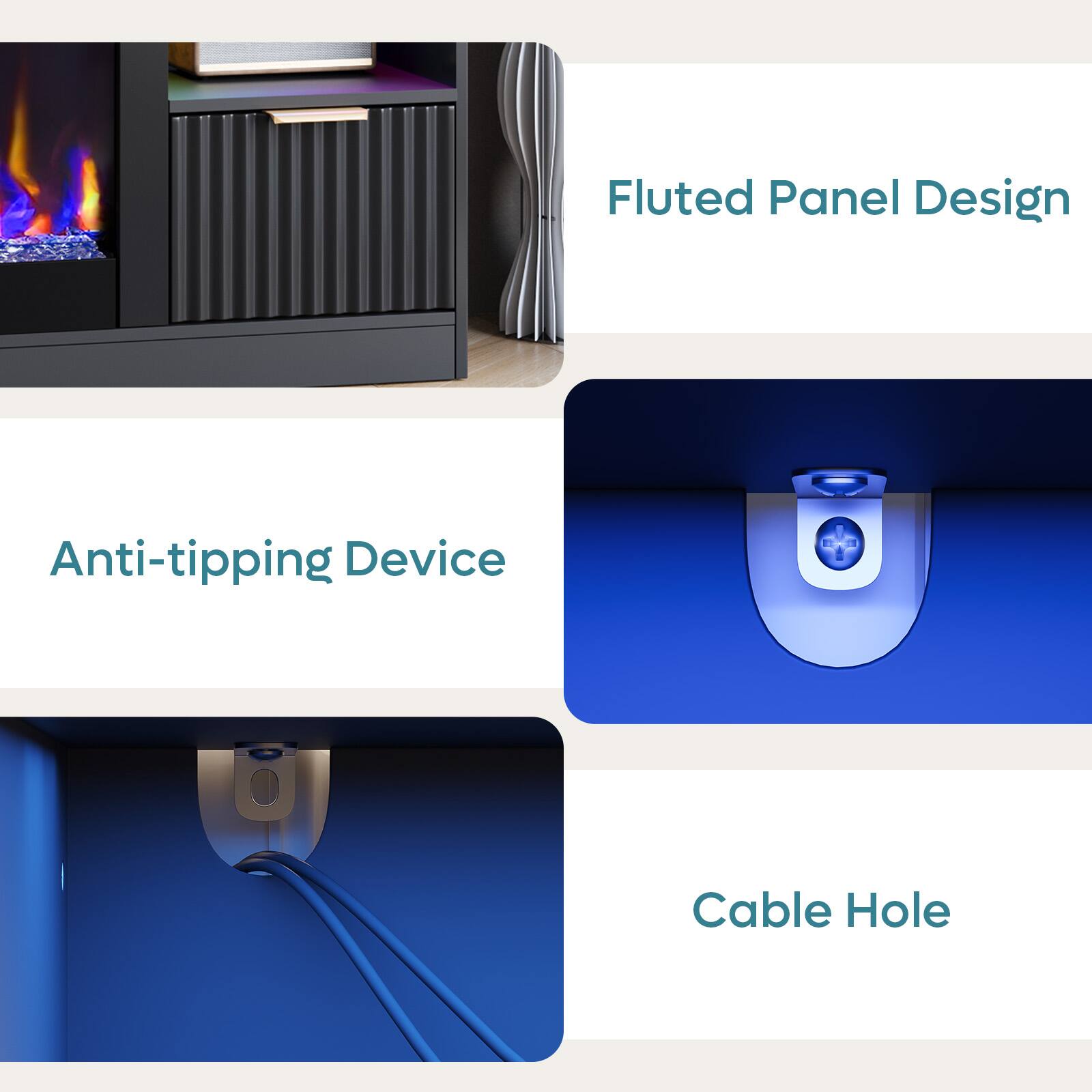 Fluted Panel Design

Anti-tipping Device

Cable Hole