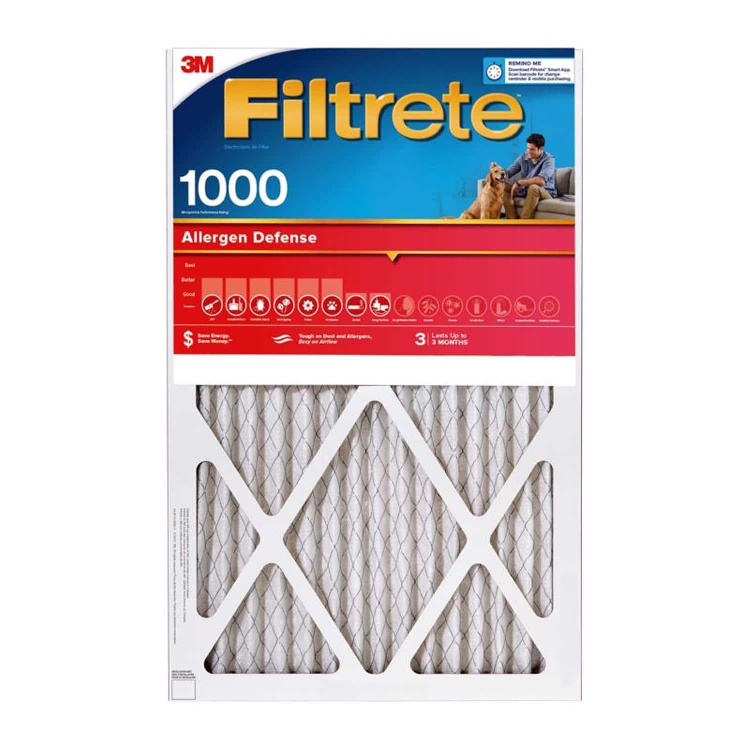 Filtrete - 23 in. W X 23 in. H X 1 in. D Polypropylene 1000 MPR Pleated Allergen Air Filter 1 pk price history on PriceWatchPro