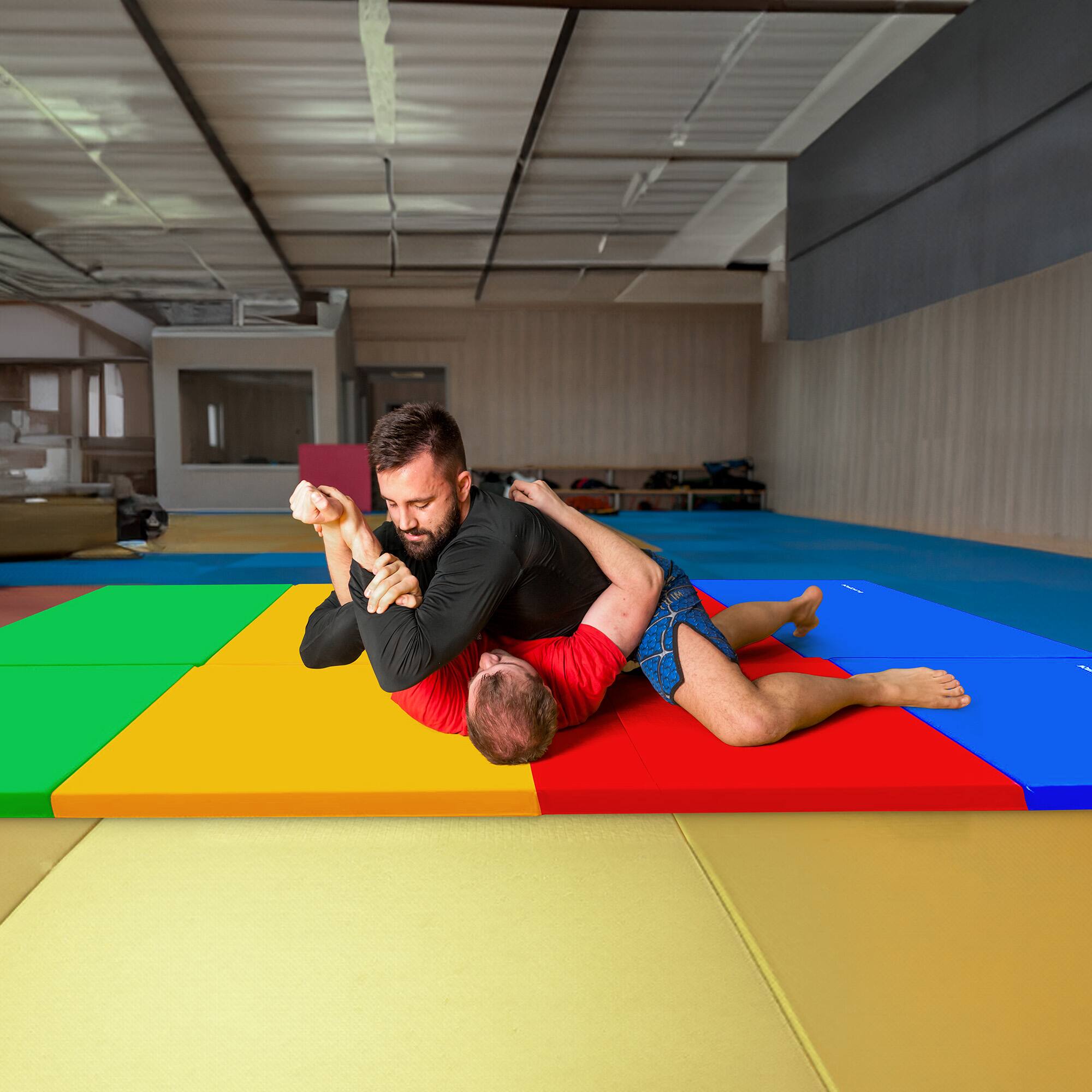 Alt View 3. BalanceFrom Fitness - BalanceFrom 4' x 8' x 2" All Purpose Folding Fitness Gymnastics Gym Mat, Multi - Multi-Color.