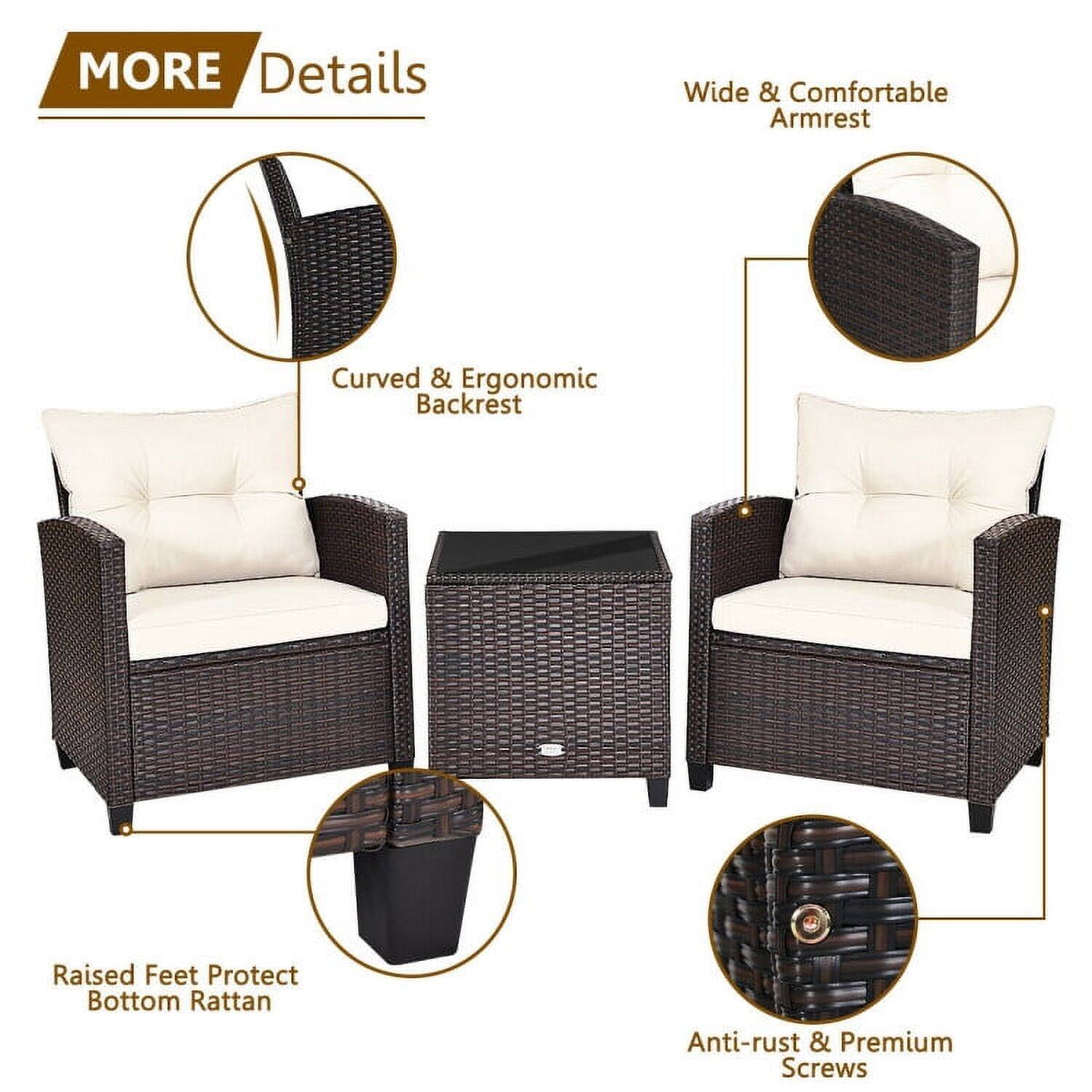 MORE Details  
- Wide & Comfortable Armrest  
- Curved & Ergonomic Backrest  
- Raised Feet Protect Bottom Rattan  
- Anti-rust & Premium Screws