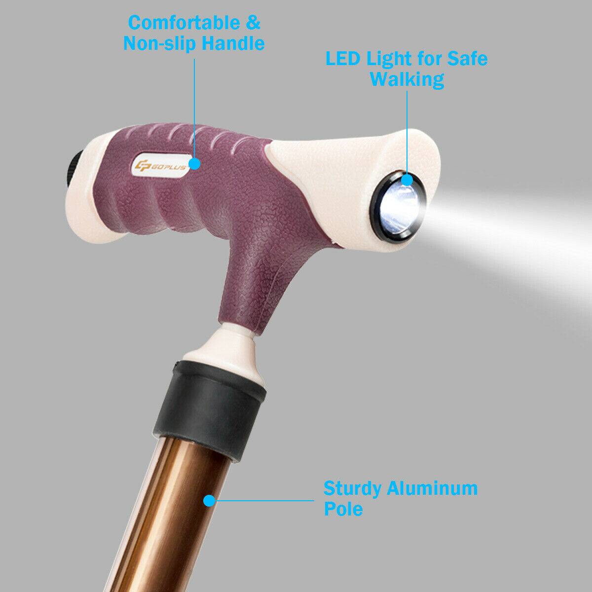 Comfortable & Non-slip Handle LED Light for Safe Walking EasomLus BOPLUS Sturdy Aluminum Pole