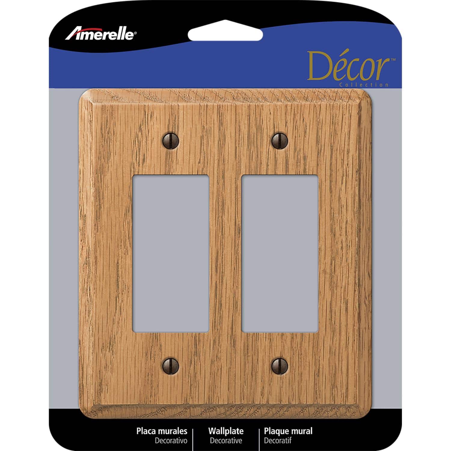 AMERELLE - Contemporary 2 gang Wood Decorator Wall Plate 1 pk - Brown