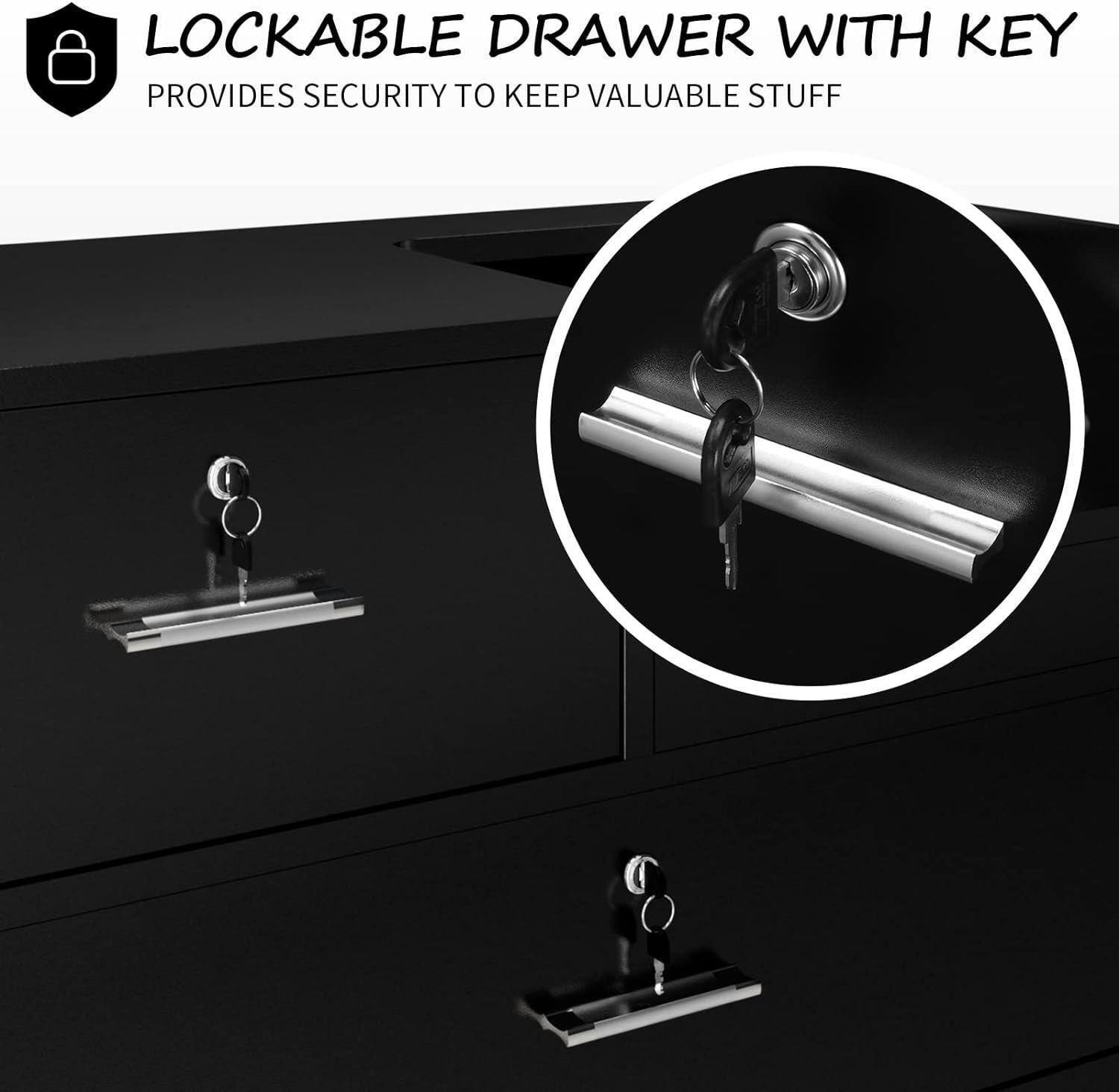 LOCKABLE DRAWER WITH KEY  
PROVIDES SECURITY TO KEEP VALUABLE STUFF