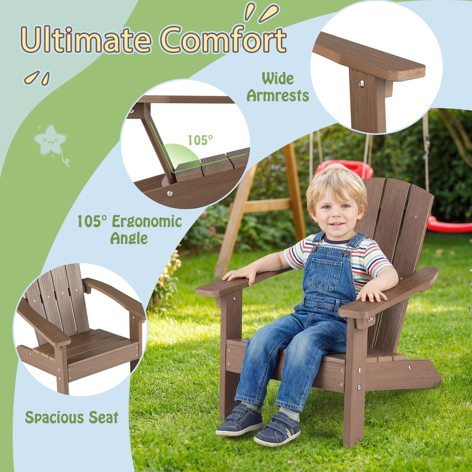 Ultimate Comfort  
Wide Armrests  
105° Ergonomic Angle  
Spacious Seat