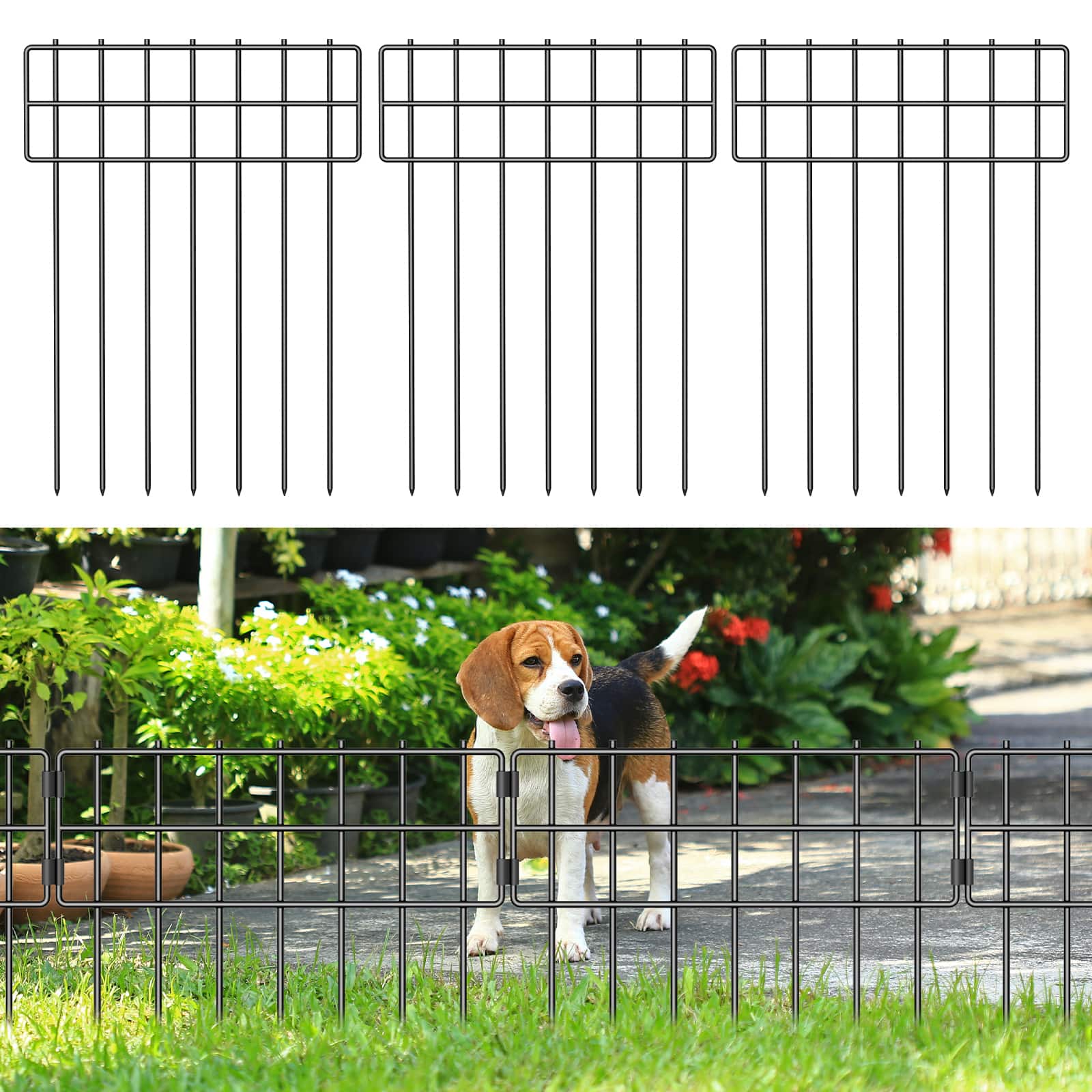 Oumilen - 25 Pack Animal Barrier Fence 17 in(H)X27 Ft(L) No Dig Garden Decorative Fencing