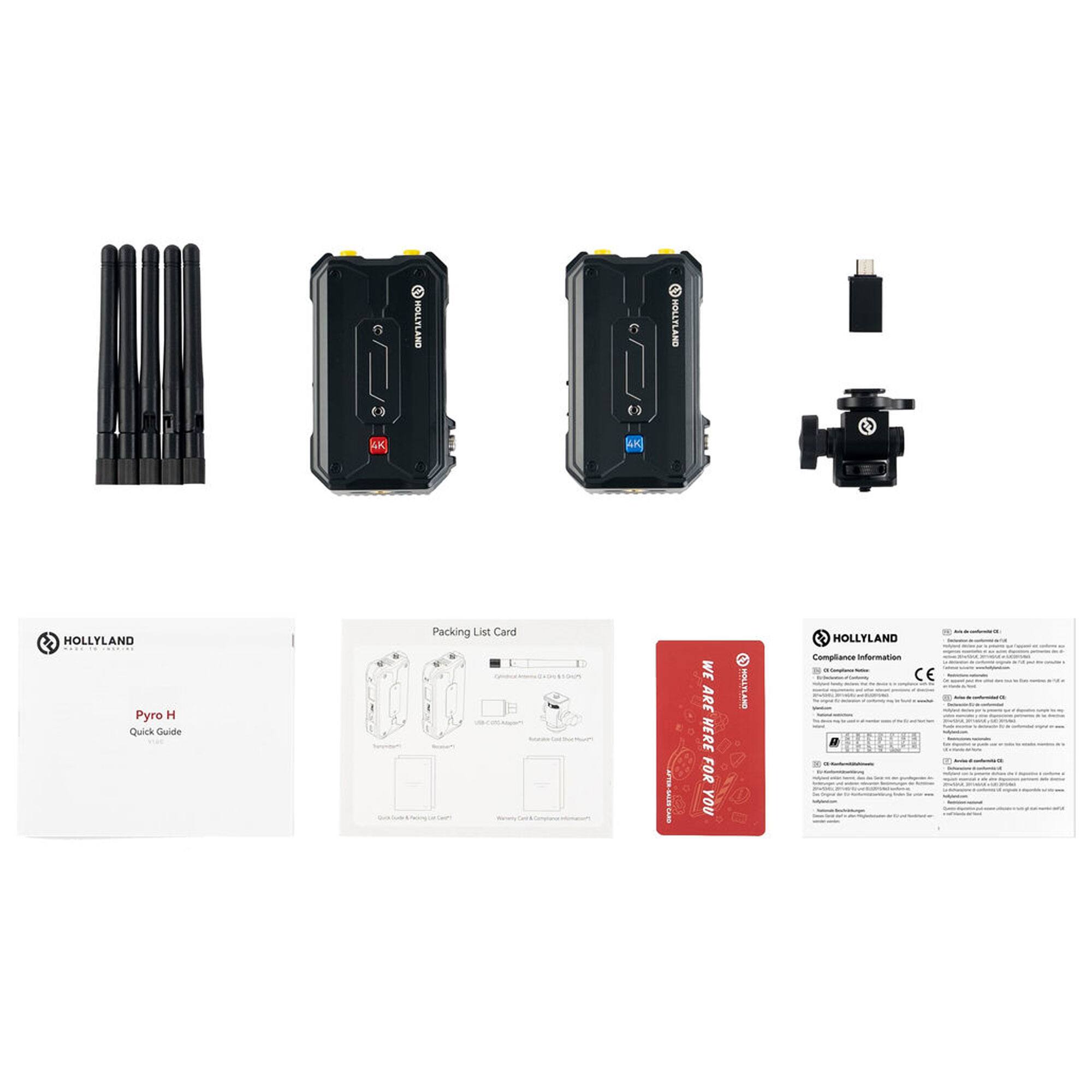 7 I HOLLYLAND O 4K AK HOLLYLAND Pyro H Quick Guide Packing List Card - WE ARE HERE FOR YOU nothing HOLLYLAND Compliance Information - CE