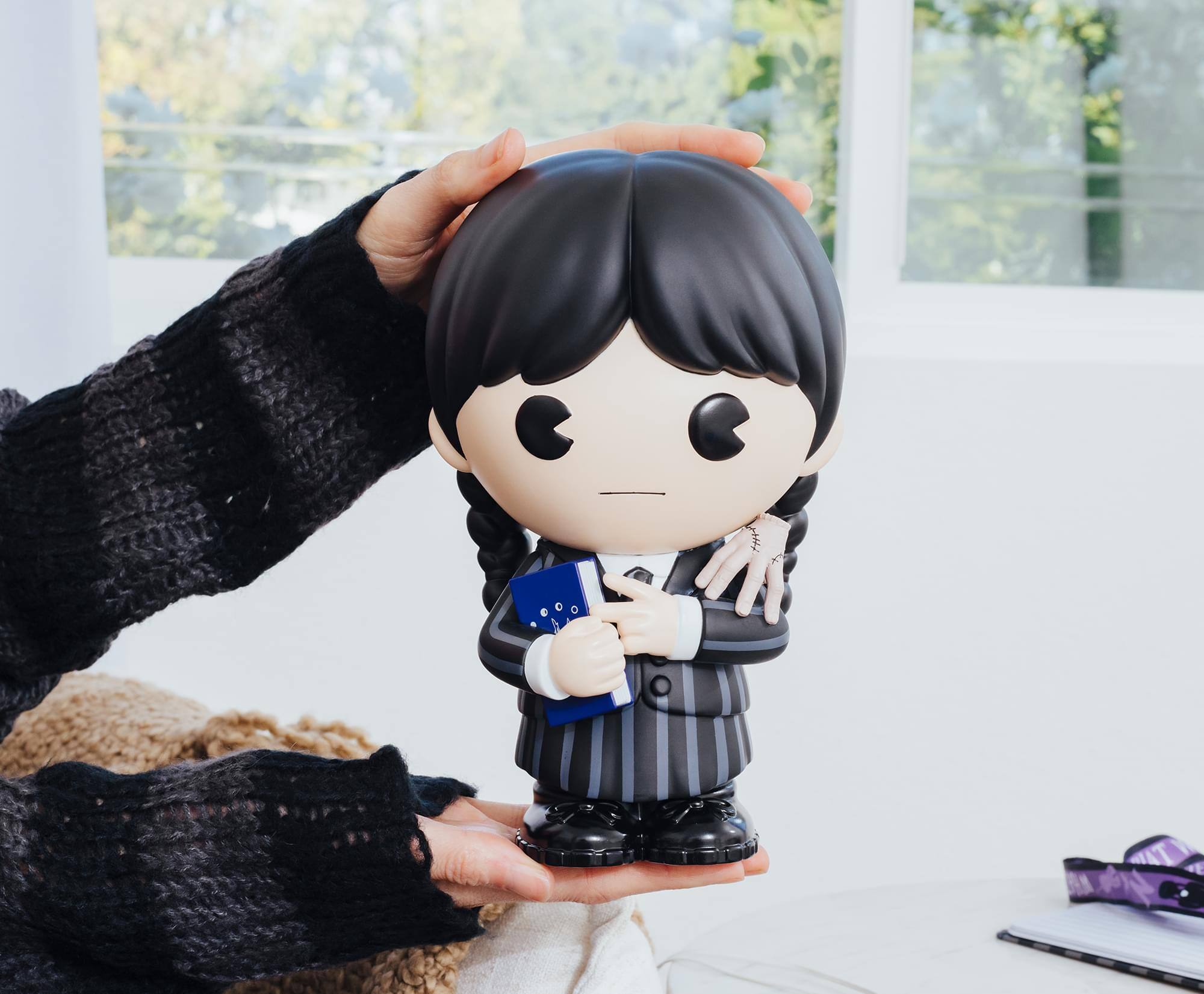 Alt View 5. Monogram - The Addams Family Wednesday With Thing 8 Inch PVC Figural Bank - Black.