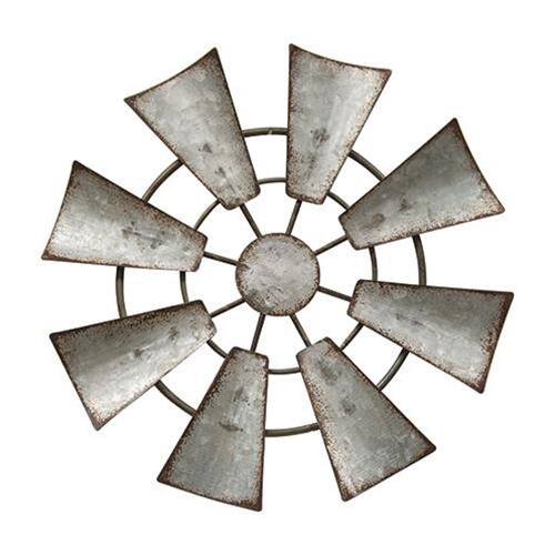 Front. BreeBe - Galvanized Metal Hanging Windmill 7 inch - Silver.