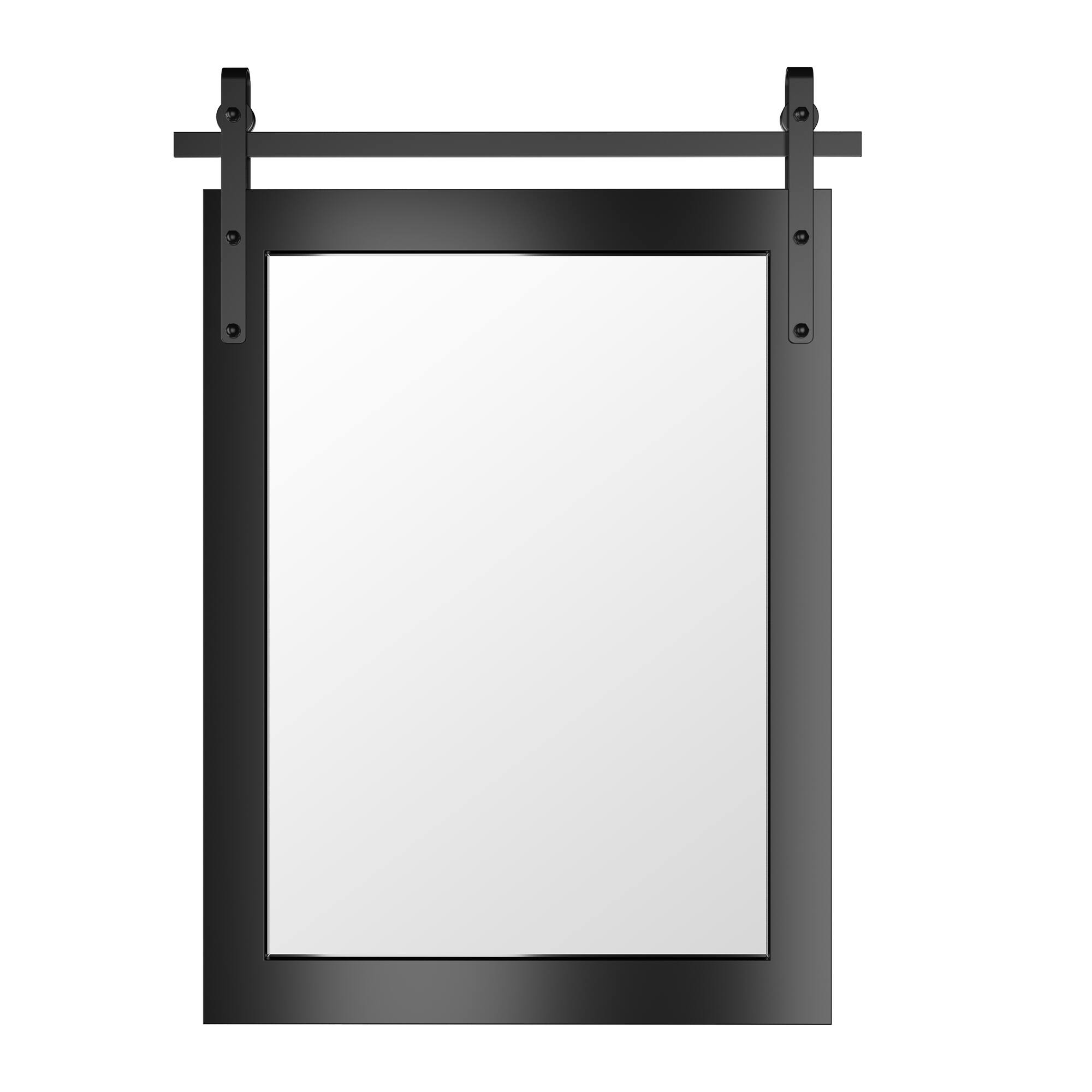 Front. LOVMOR - Rectangle Framed Wall Bathroom Vanity Mirror Accent Mirror - 22" x 30" - Black.