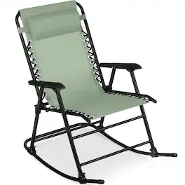 Best Choice Products - Folding Outdoor Zero Gravity Rocking Lounge Chair w/ Headrest Pillow - Sage Green