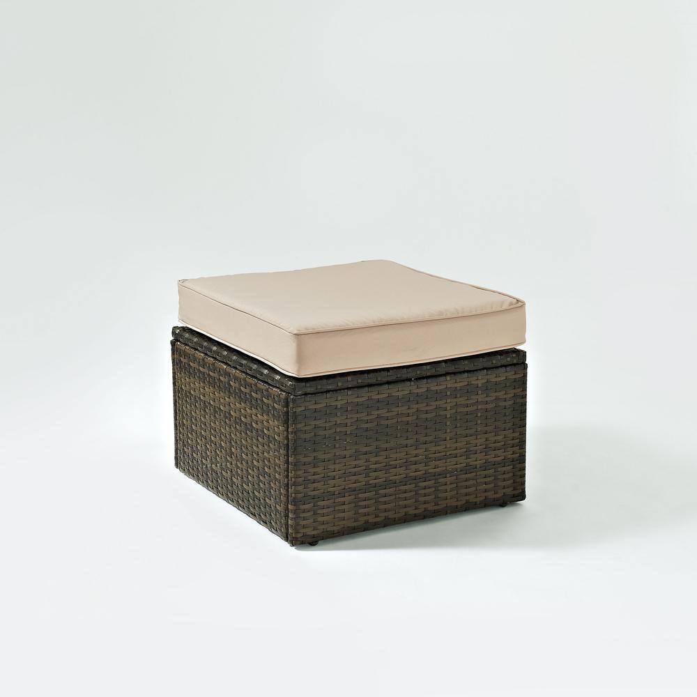 Alt View 2. Crosley Furniture - Palm Harbor Wicker Outdoor Ottoman - Sand.