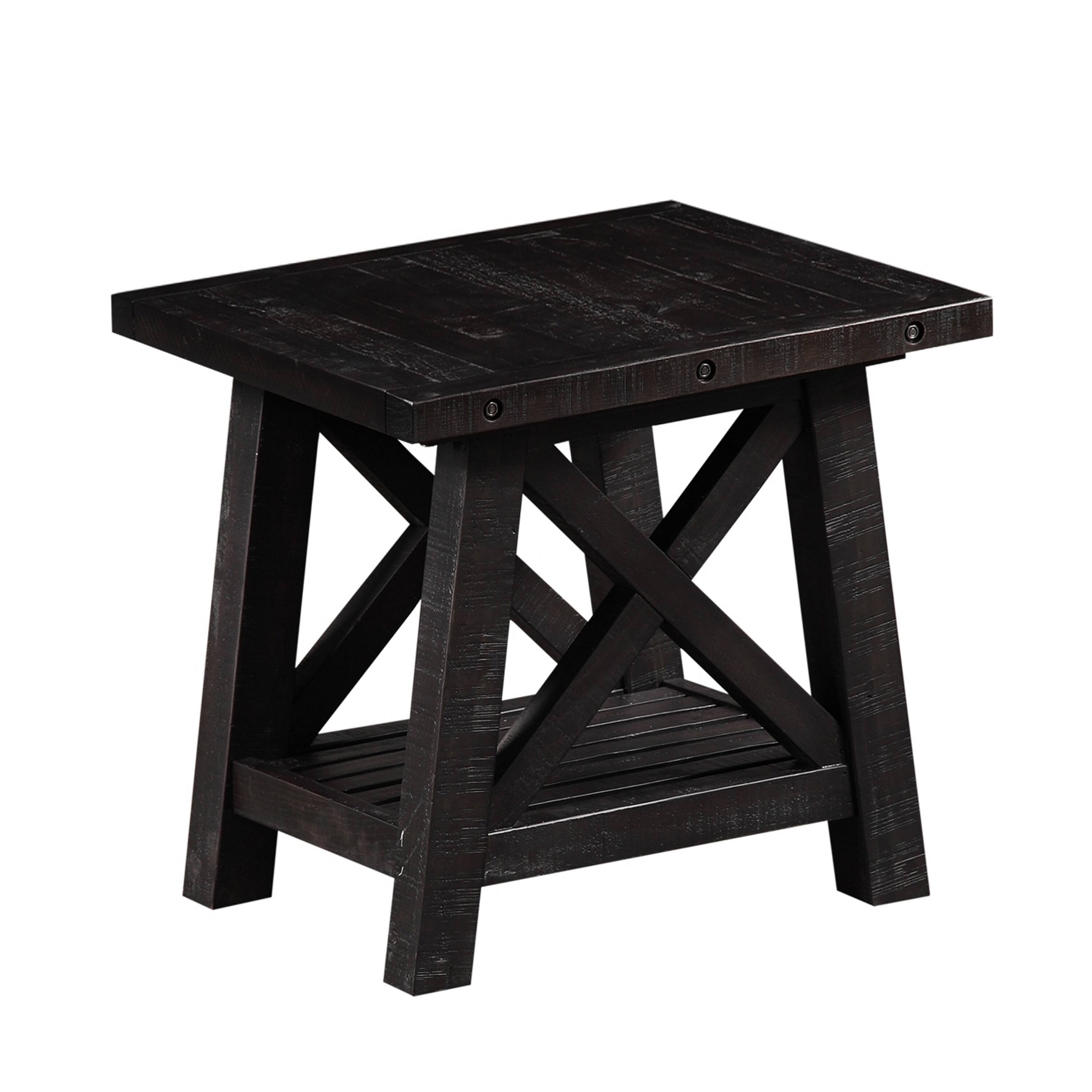 Front. Manhattan Lane - Pine Wood End Table with Exposed Hardware - Brown.